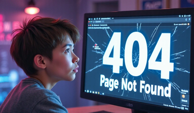 Illustration d'une page introuvable, personnage confus devant des éléments 404